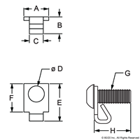 25 S SINGLE TAB END FASTENER W/ M6 SCRE