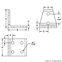 25 S 6 HOLE CENTER INSIDE CORNER BRACKE