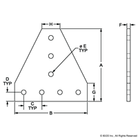 BLACK 25 S 7 HOLE TEE FLAT PLATE