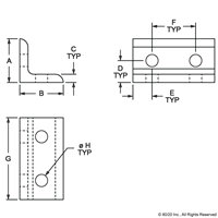 BLACK 25 S 4 HOLE INSIDE CORNER BRACKET