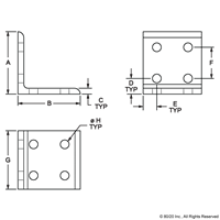 BLACK 25 S 8 HOLE INSIDE CORNER BRACKET