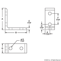 BLACK 25 S 4 HOLE INSIDE CORNER BRACKET