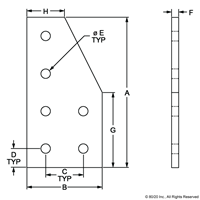 BLACK 25 S 6 HOLE 90 DEG FLAT PLATE