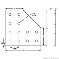 BLACK 25 S 12 HOLE 90 DEGREE FLAT PLATE