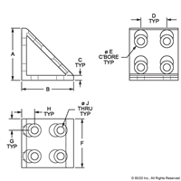 25 S 8 HOLE INSIDE GUSSET CORNER BRACKE