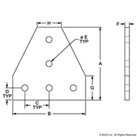 BLACK 25 S 5 HOLE TEE FLAT PLATE