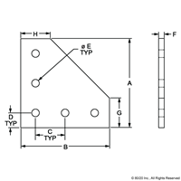 BLACK 25 S 5 HOLE 90 DEGREE FLAT PLATE