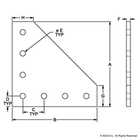 BLACK 25 S 7 HOLE 90 DEGREE FLAT PLATE