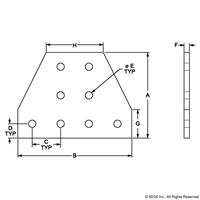 BLACK 25 S 8 HOLE TEE FLAT PLATE