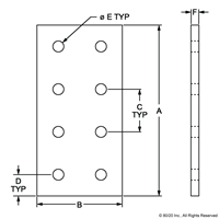 BLACK 25 S 8 HOLE FLAT PLATE