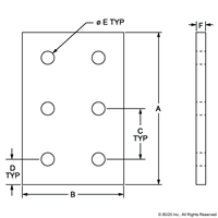 BLACK 25 S 6 HOLE FLAT PLATE