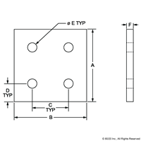 BLACK 25 S 4 HOLE FLAT PLATE