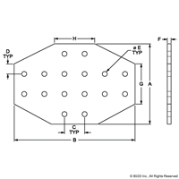 BLACK 25 S 16 HOLE CROSS FLAT PLATE