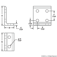 BLACK 25 S 6 HOLE INSIDE CORNER BRACKET