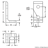 BLACK 25 S 3 HOLE SLOTTED INSIDE CORNER