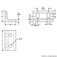 25 S 4 HOLE SLOTTED INSIDE CORNER BRACK