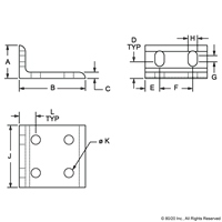 25 S 6 HOLE SLOTTED INSIDE CORNER BRACK