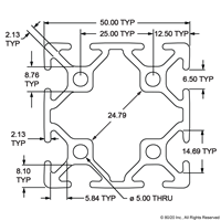 50mm X 50mm T-SLOTTED EXTRUSION