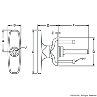 BLACK T-HANDLE W/LOCK CLOCKWISE