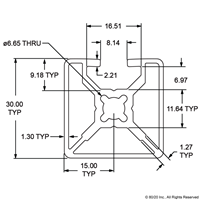 30mm x 30mm MONO-SLOT T-SLOTTED EXTRUSI