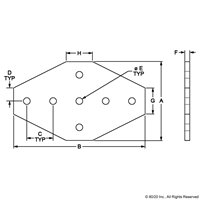 30 S 7 HOLE CROSS FLAT PLATE BLACK ANOD