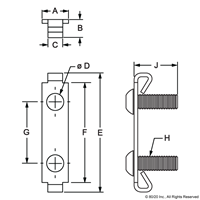 10 S DOUBLE END FASTENER W 1/4-20 SCREW