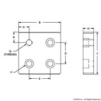 BLACK 80mm x 80mm BASE PLATE W/ M12  CO