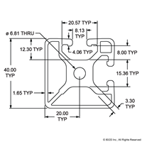 40mm X 40mm BI-ADJ T-SLOT EXT FULL BLAC