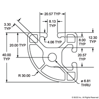 40mm QUARTER ROUND LITE T-SLOTTED EXTRU