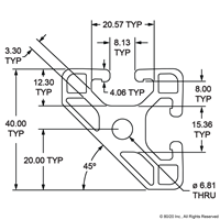 40mm X 40mm X 45 DEGREE LITE T-SLOT EXT