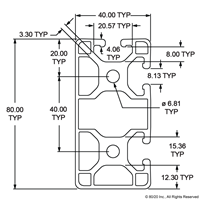 40MM X 80MM LITE T-SLOTTED