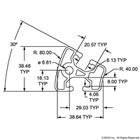 40 SERIES T-SLOTTED EXTRUSION W/ 30 DEG