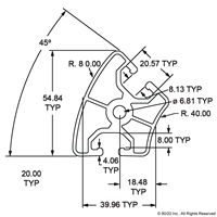 40 SERIES T-SLOTTED EXTRUSION W/ 45 DEG