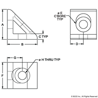 BLACK 40 S 2 HOLE INSIDE GUSSET CORNER