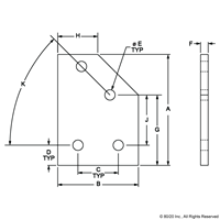 BLACK 40 S 4 HOLE 45 DEGREE ANGLE FLAT