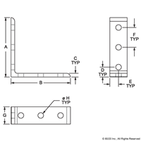 10 S 6 HOLE INSIDE CORNER BRACKET 3X3