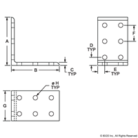 10 S 12 HOLE INSIDE CORNER BRACKET 3X3