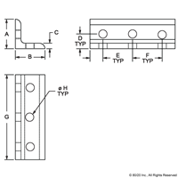 BLACK 10 S 6 HOLE INSIDE CORNER BRACKET