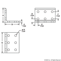 10 S 12 HOLE INSIDE CORNER BRACKET 2X2