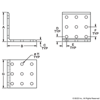 10 S 18 HOLE INSIDE CORNER BRACKET 3X3