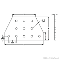 BLACK 10 S 11 HOLE TEE FLAT PLATE 3X5