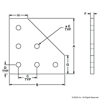 BLACK 10 S 6 HOLE 90 DEGREE FLAT PLATE