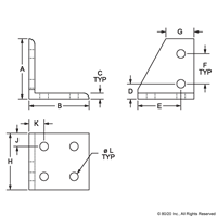 BLACK 10 S 6 HOLE INSIDE CORNER BRACKET