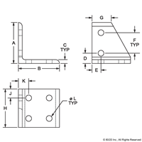 BLACK 10 S 6 HOLE INSIDE CORNER BRACKET