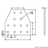 BLACK 10S 12 HOLE TEE FLAT PLATE