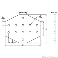 BLACK 10 S 12 HOLE CROSS FLAT PLATE