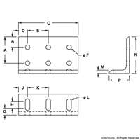 10 S 9 HOLE SLOTTED INSIDE CORNER BRACK