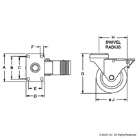 102mm DELUXE FLANGE MOUNT SWIVEL CASTER