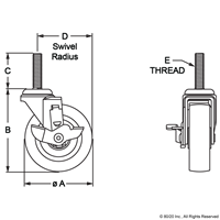 35mm M10 X 30 THREADED STEM SWIVEL CAST