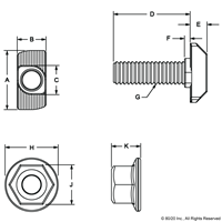 M8 X 20 MM DROP IN T-STUD W/NUT